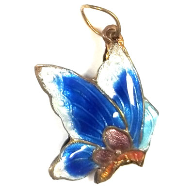 ENAMEL BUTTERFLY 21X28MM LIGHT BLUE
